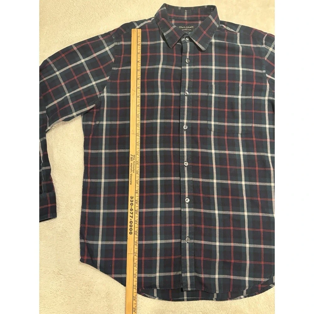 BANANA REPUBLIC cotton lightweight‎ flannel shirt multi plaid mens large L
